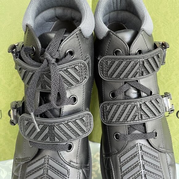 Gucci 718665 Black Leather Quebec Hi-top Calf Men\'s Sneakers Shoe, Sz G10‎ main image 5